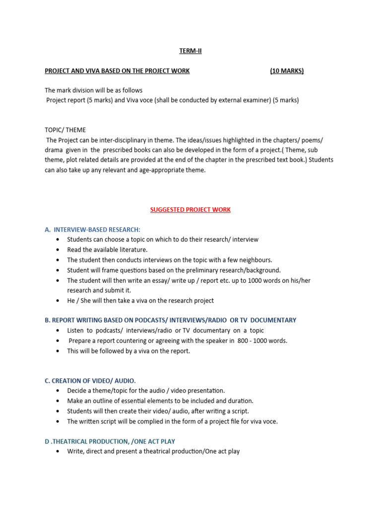 Project and Viva Guidelines | PDF | Essays | Thesis