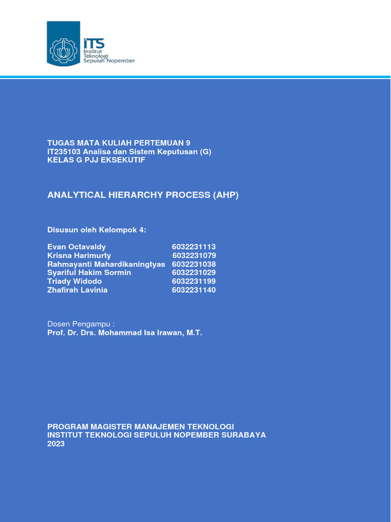 AHP Decision Analysis for Management | PDF | Eigenvalues And ...