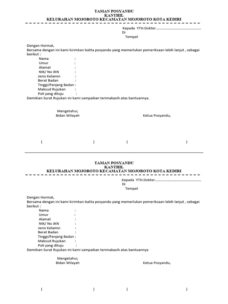 SURAT RUJUKAN Dokter | PDF | Agama & Spiritualitas