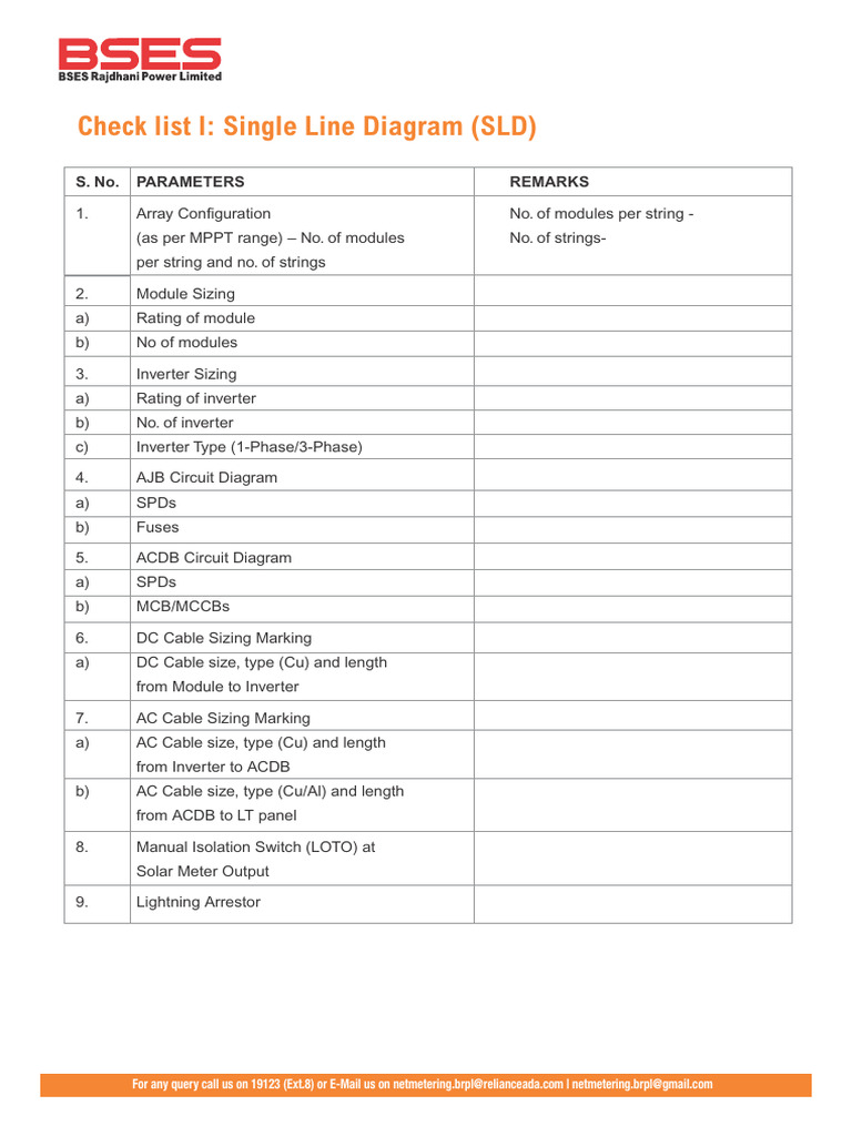 SLD Checklist for Solar Installations | PDF | Science & Mathematics ...