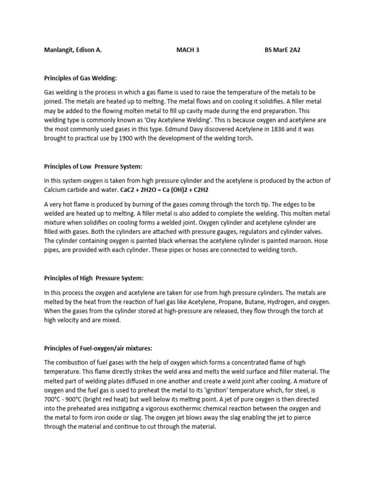 Principles of Gas Welding Explained | PDF | Welding | Construction