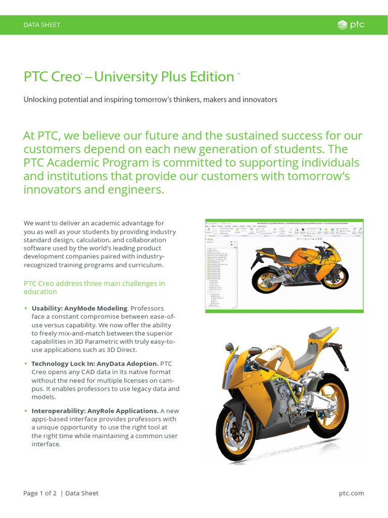 PTC Creo University Plus Edition Flyer | PDF | Computer Aided Design ...