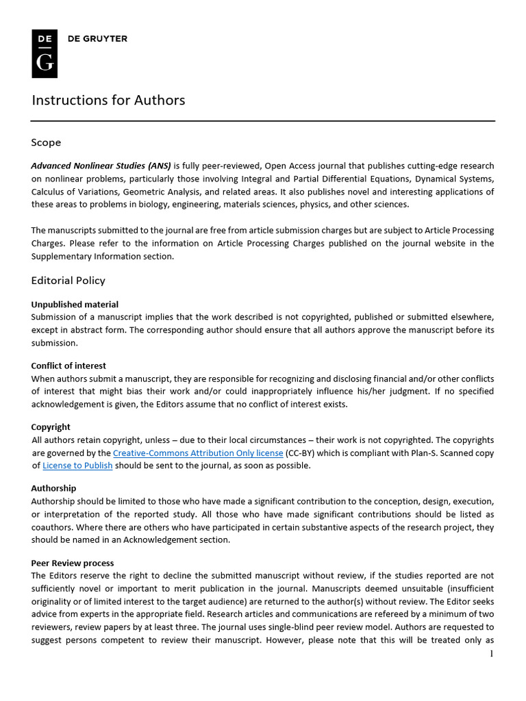 ANS Instructions For Authors PDF Proofreading Academic Journal
