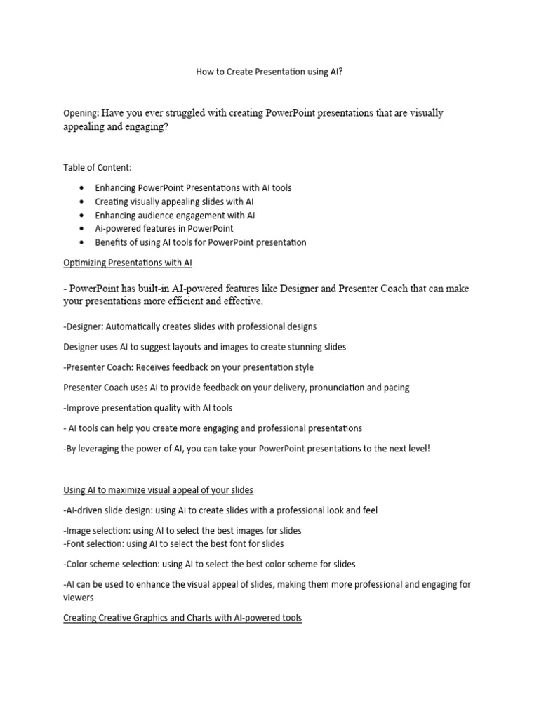 How To Create Presentation Using AI PDF Artificial Intelligence 