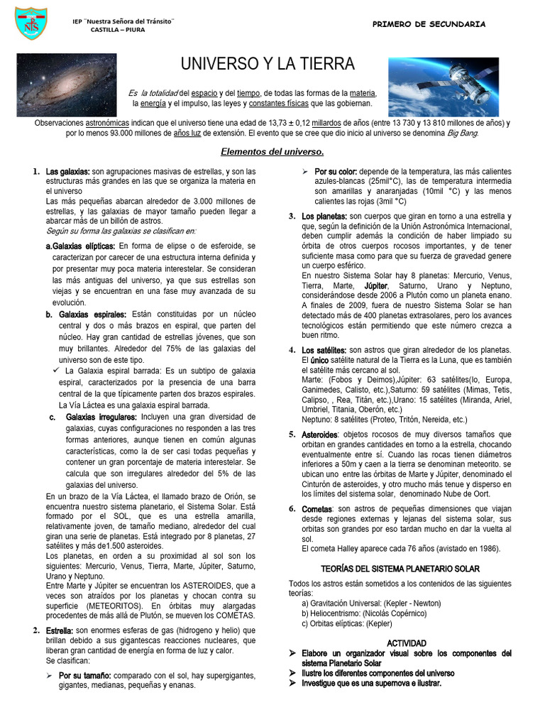 El Universo y La Tierra | PDF | Satélite natural | Universo