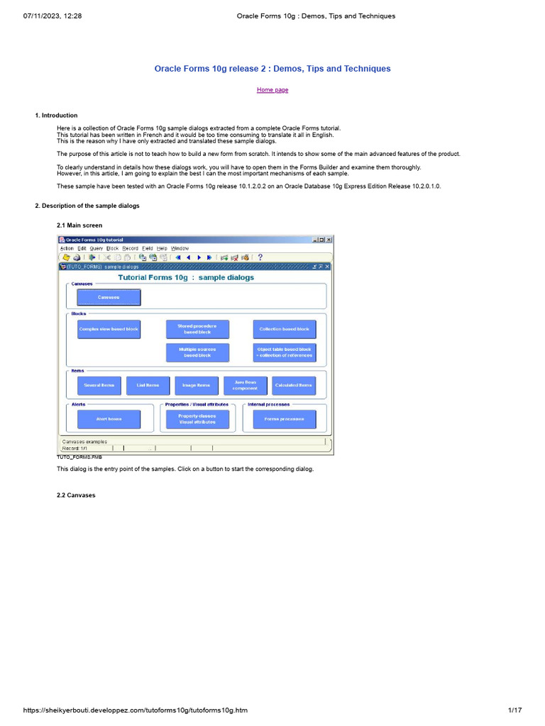 Oracle Forms 10g - Demos, Tips and Techniques | PDF | Pl/Sql | Software