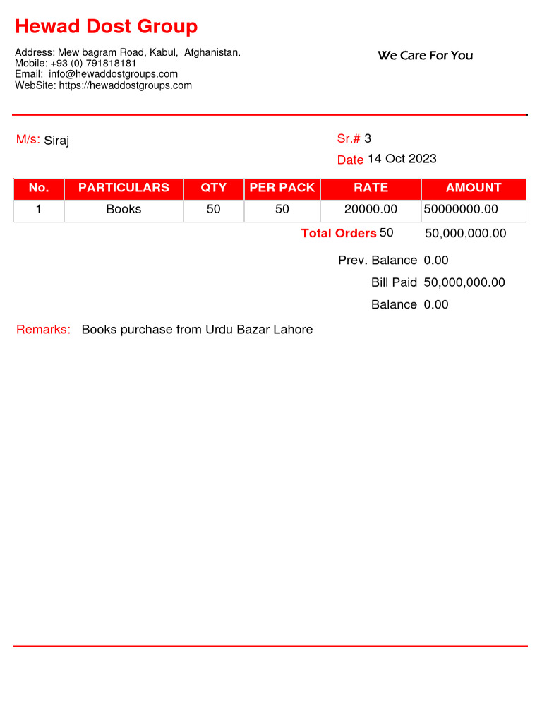 Urdu Bazar Books Purchase Invoice | PDF
