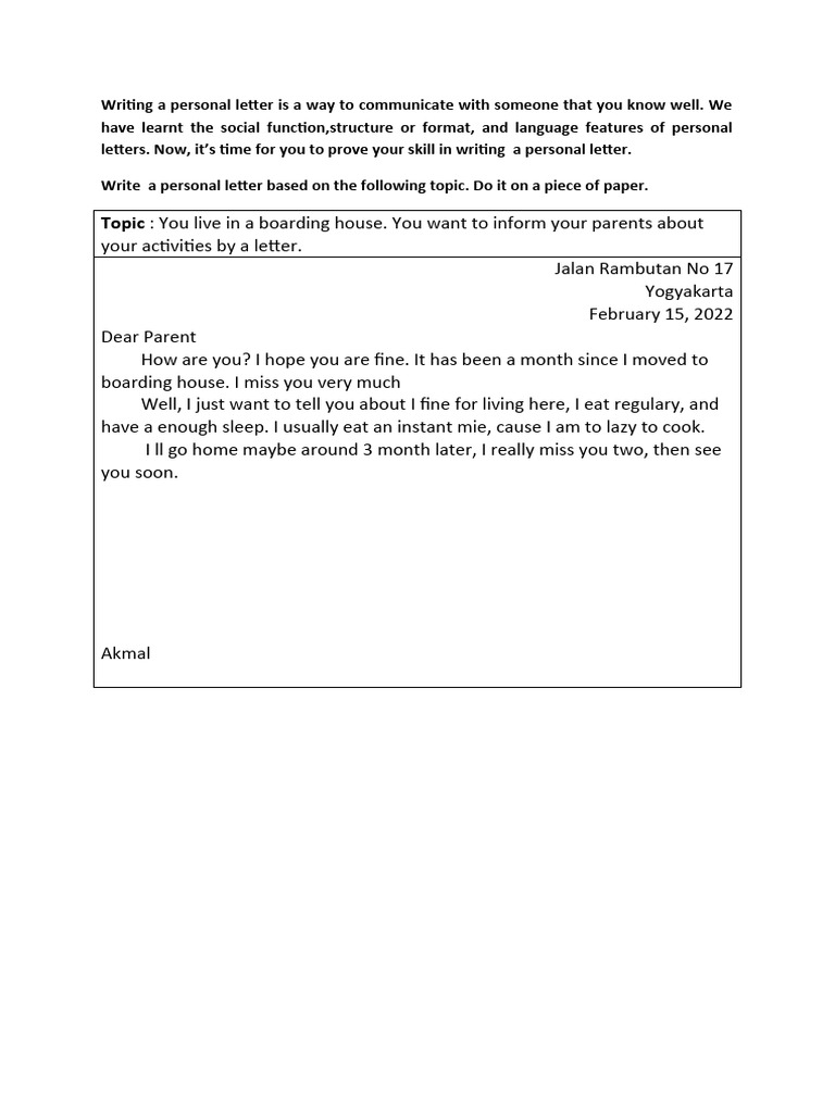 Writing A Personal Letter 1 | PDF
