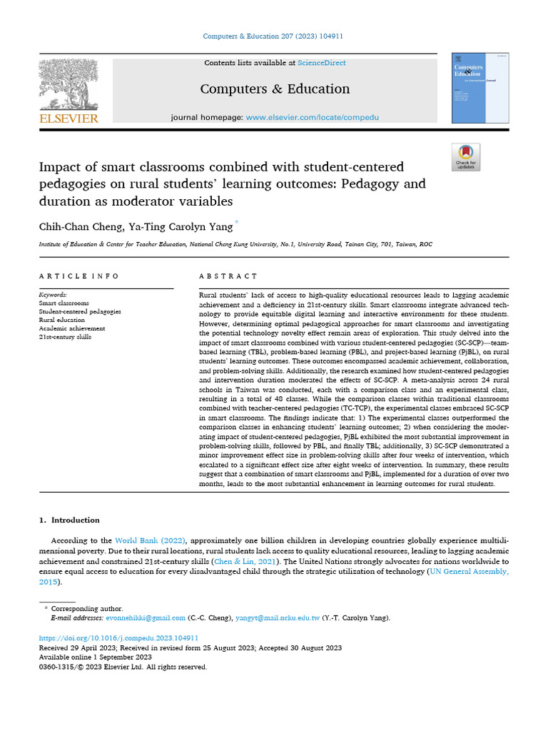 Smart Classrooms Boost Rural Learning Outcomes | PDF | Project Based ...