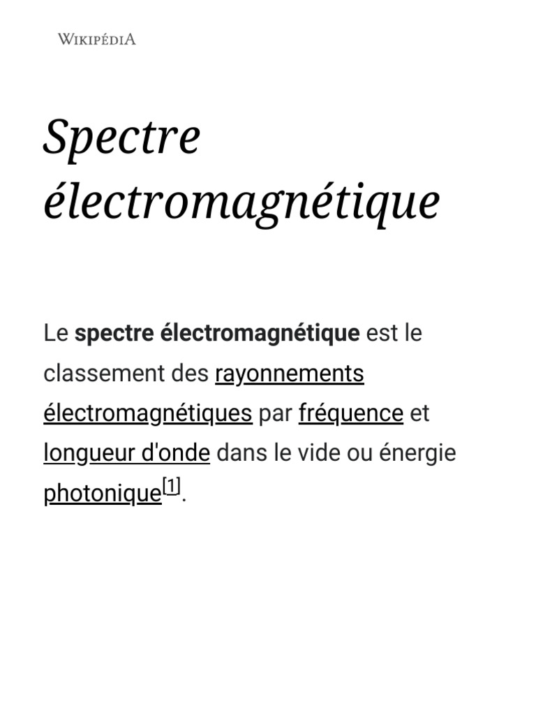 Spectre électromagnétique — Wikipédia, PDF, Spectre électromagnétique