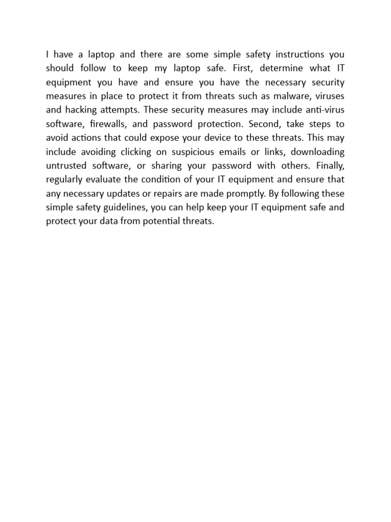 I Have A Laptop and There Are Some Simple Safety Instructions You