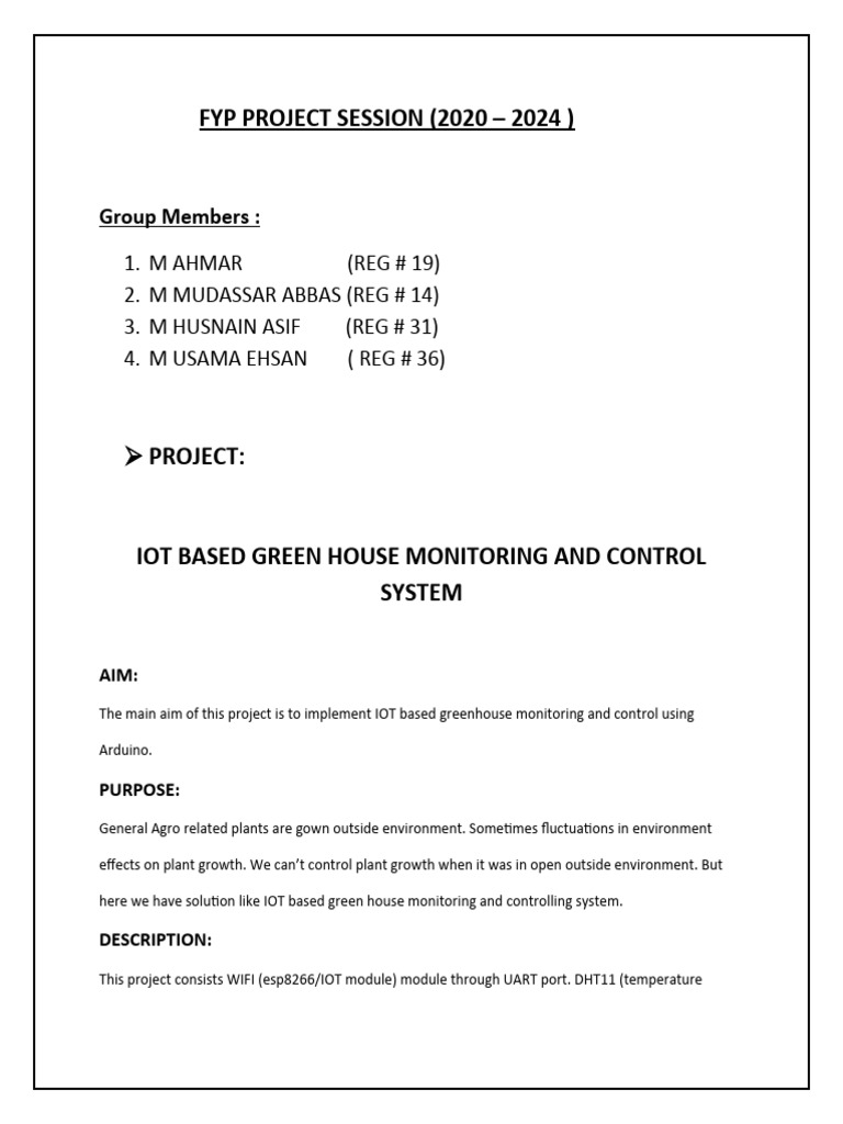 IoT Greenhouse Monitoring System | PDF | Technology & Engineering