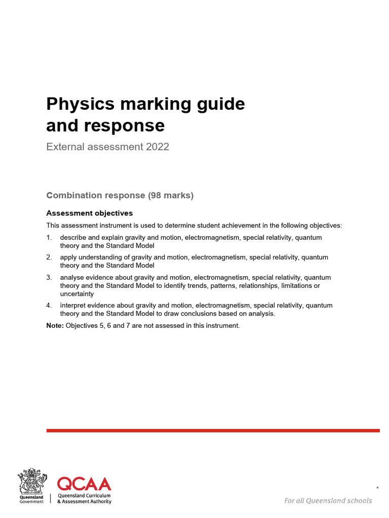 2022 Physics Assessment Marking Guide | PDF | Energy Level | Electron