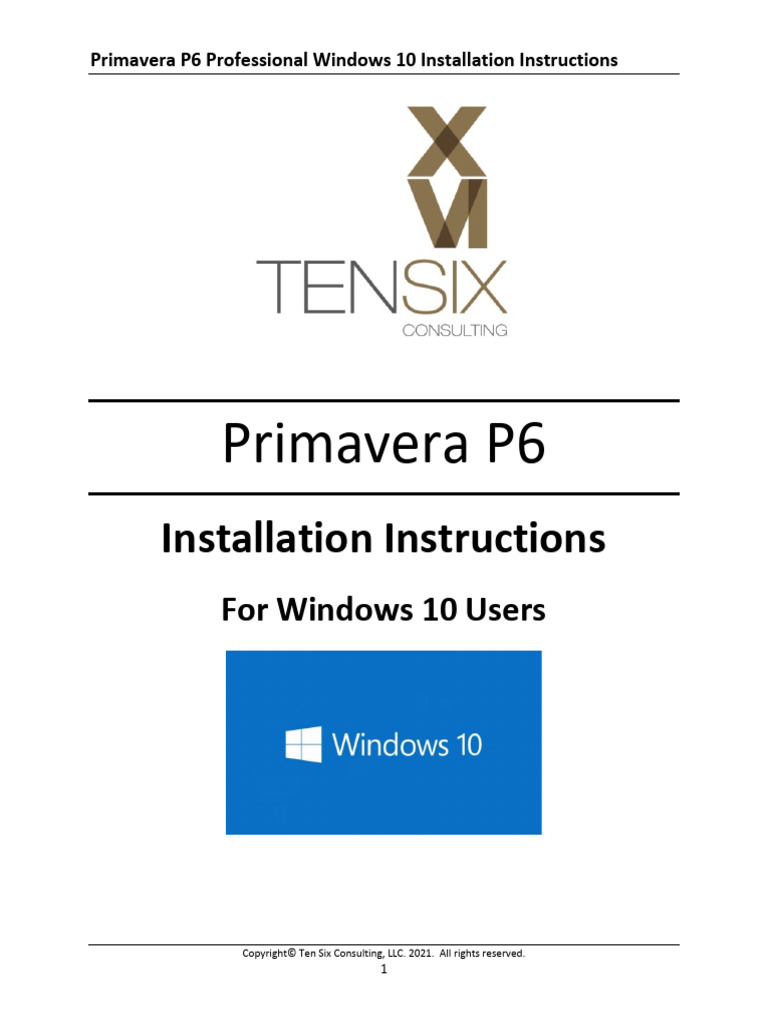 Primavera p6 professional windows 10 installation instructions r2021