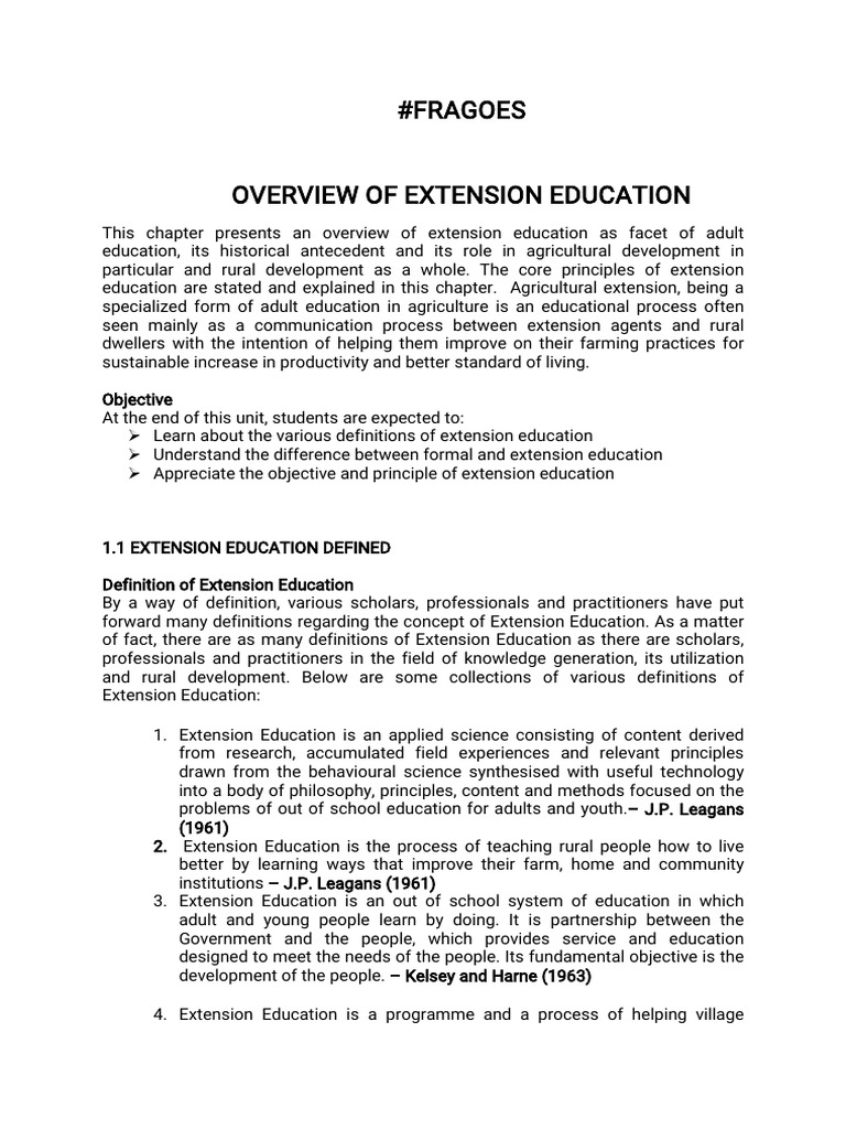 Fragoes Overview of Extension Education PDF Electron Physical