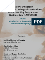LAW60104 Lecture 1 Intro To Malaysian Legal System.
