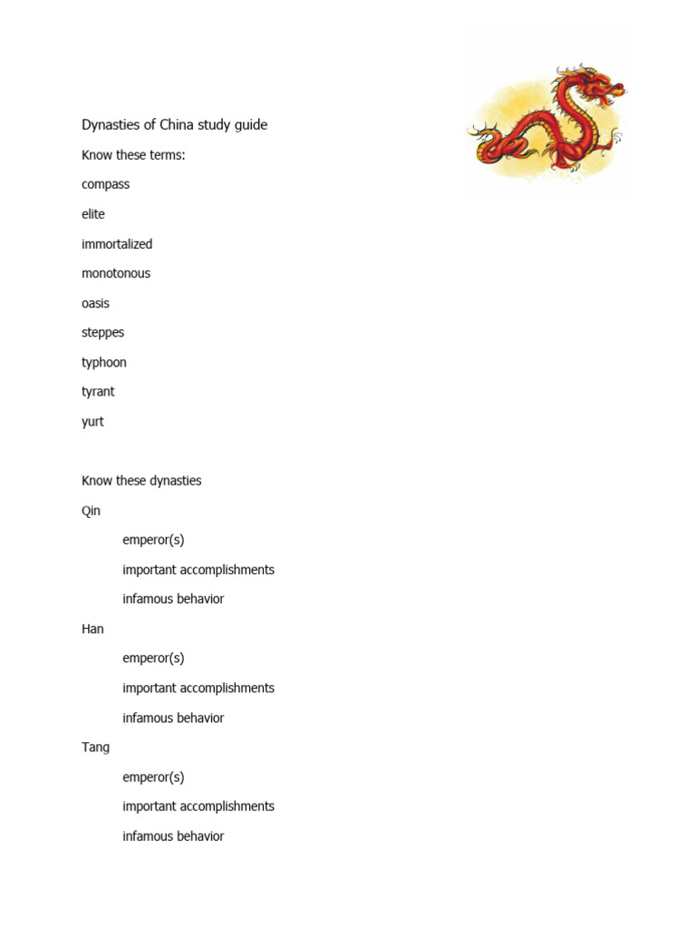 Overview of Chinese Dynasties | PDF