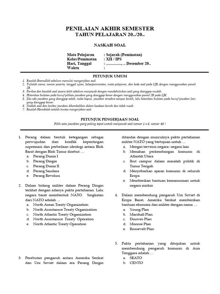 Mari kita mulai membuat artikel tentang download soal dan jawaban sejarah peminatan kelas 11 semester 2.