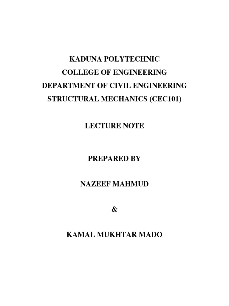 Structural Mechanics Lecture Notes | PDF | Friction | Force
