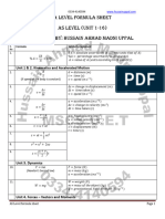Fomula Sheet (AS Level)