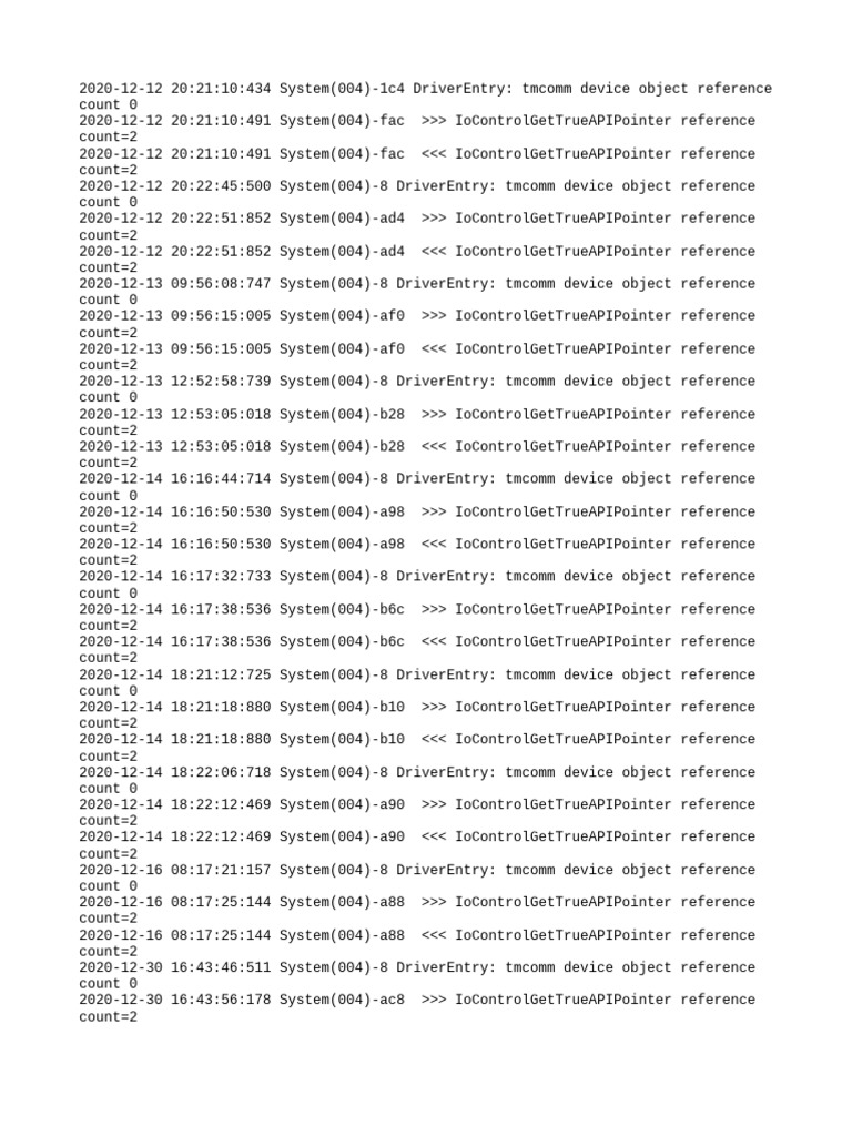 TmComm Device Object Reference Logs | PDF