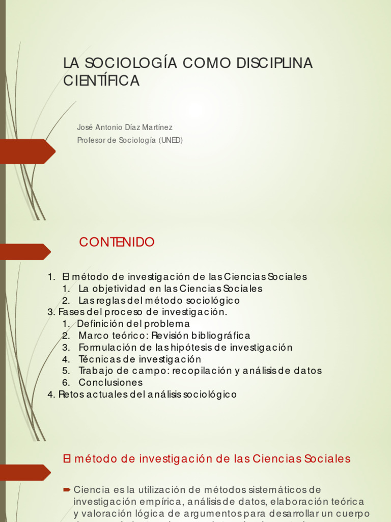 La Sociología Como Disciplina Científica PDF | PDF