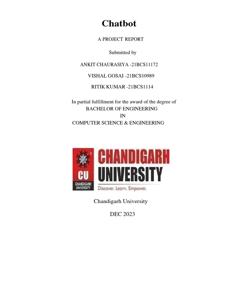 Chatbot Project Report for Engineering | PDF