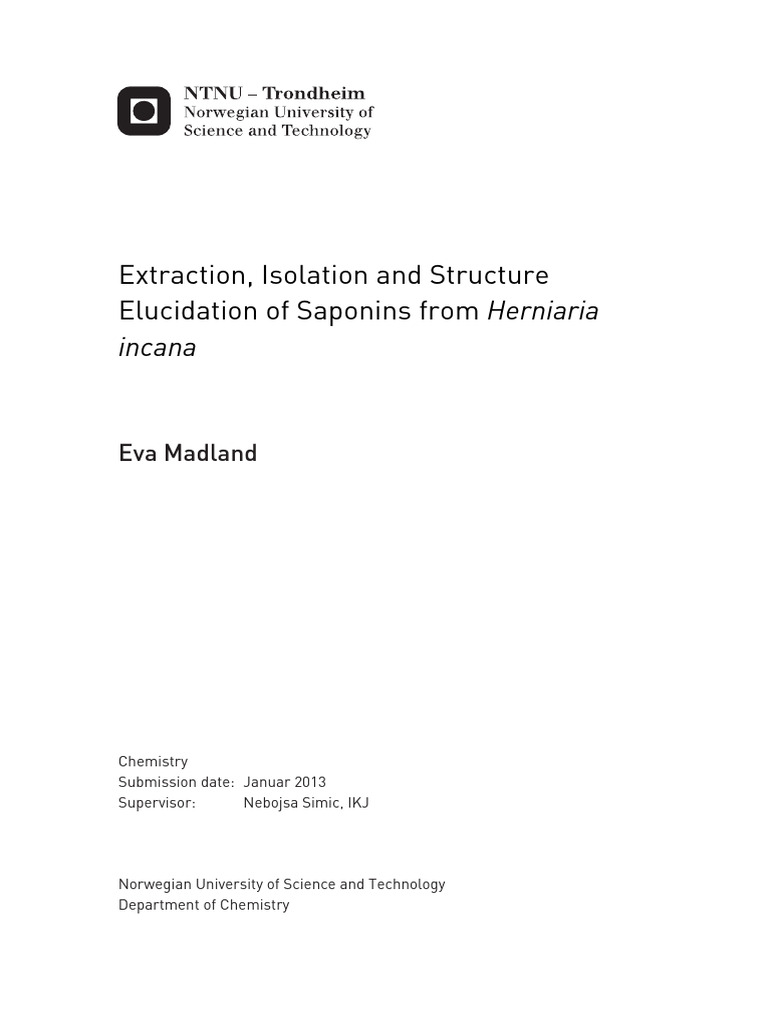 Saponin Extraction from Herniaria incana | PDF | Chromatography | Two ...