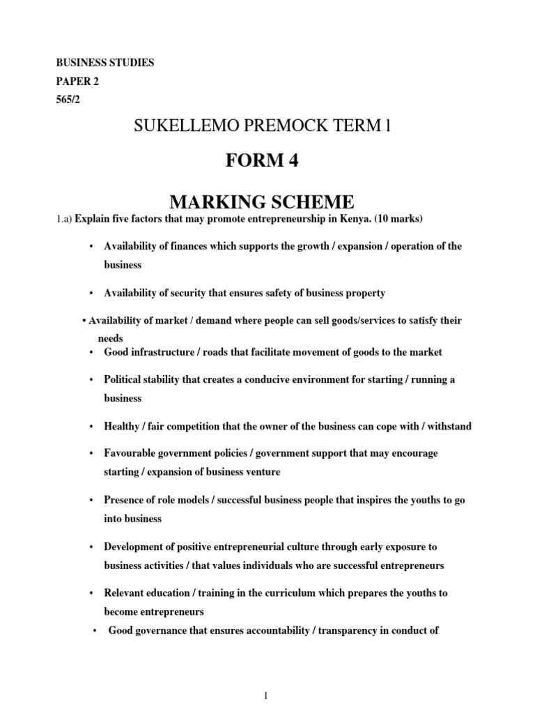 Business Studies Paper 2 Marking Scheme PDF Banks Unemployment