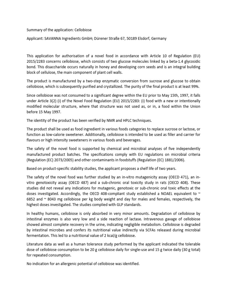 Novel food sum ongoing app 2020 1805 pdf sucrose glucose