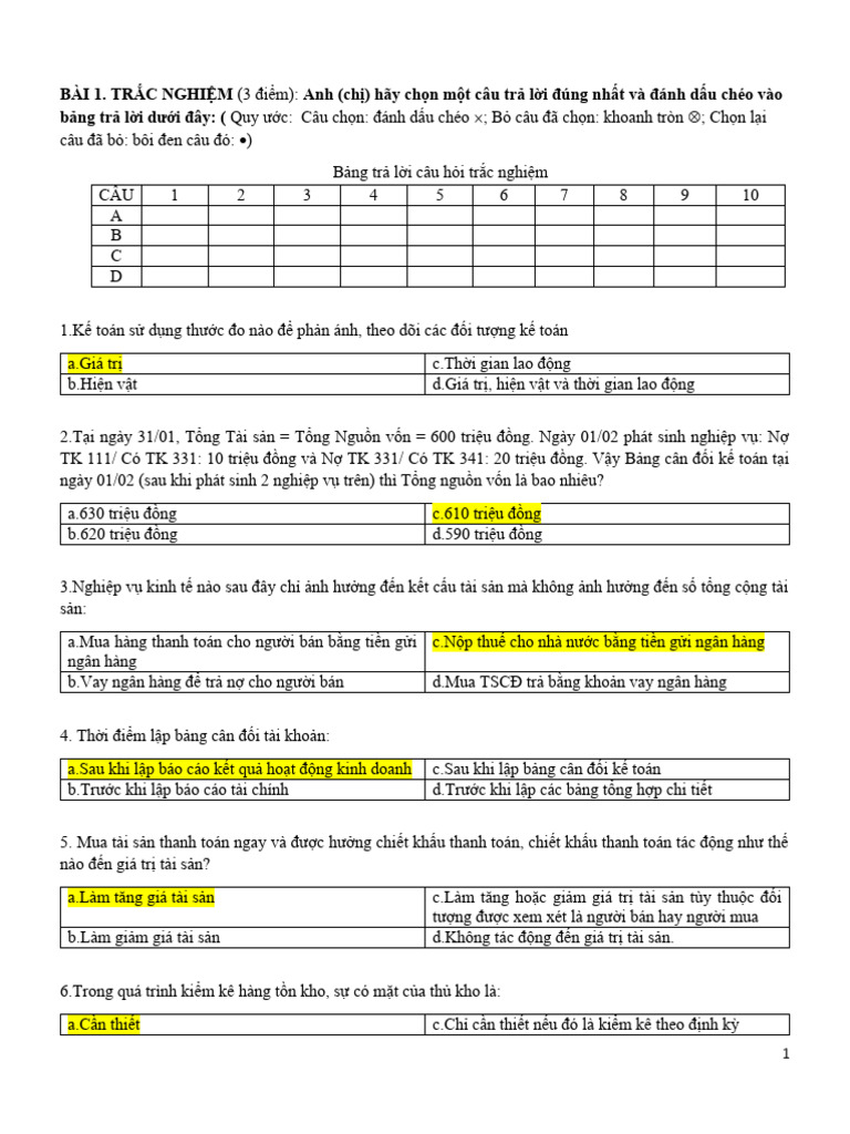 Bai Test 60 Phút BF 1 | PDF