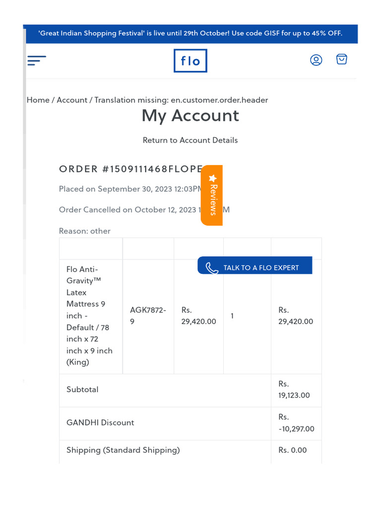 Order #1509111468FLOPESO - Flo Mattress | PDF