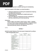 M4 L1Assessment For Learning Using Assessment To Classify Learning and Understanding