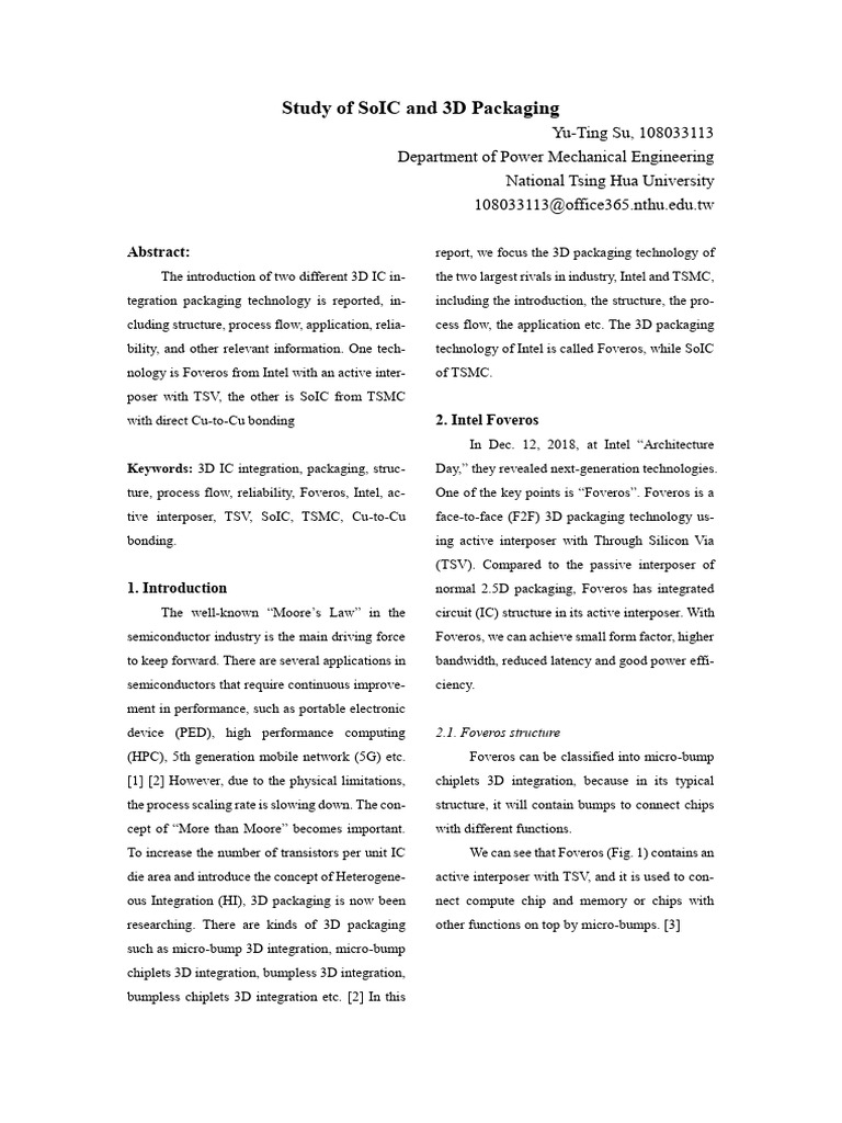 SoIC and 3D IC Packaging Technologies | PDF | Integrated Circuit ...