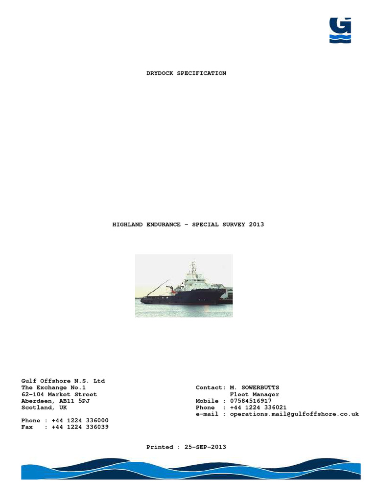 Dry Dock Specification Copiar Pdf Waste Pump