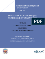 521 Initiation À La Thermique Numériques Et Analytiques