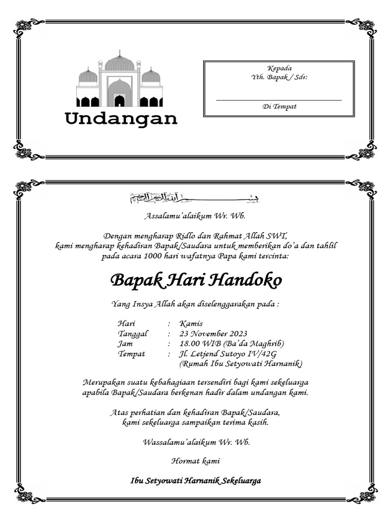 Undangan Tahlil.docx | PDF