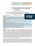 A Study To Assess The Effectiveness of Beetroot Juice On Blood Pressure Level Among Patients With Hypertension at Selected Hospital Davanagere