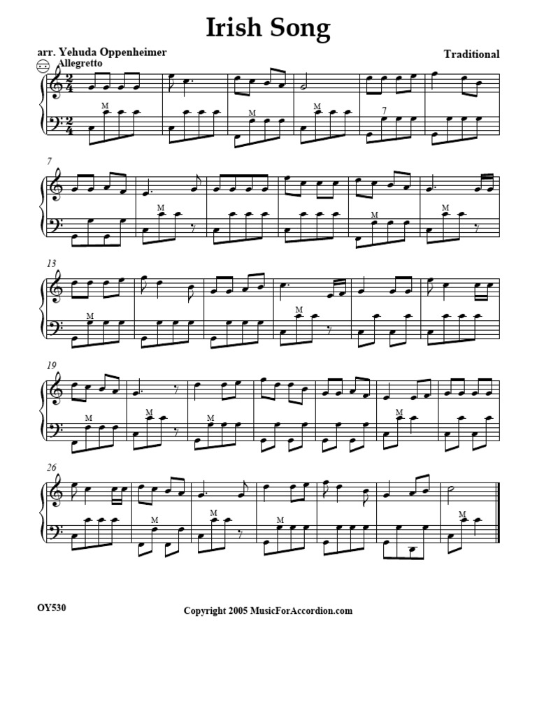 Acordeon Irish Song Partitura Score Partitions Accordeon Accordion ...