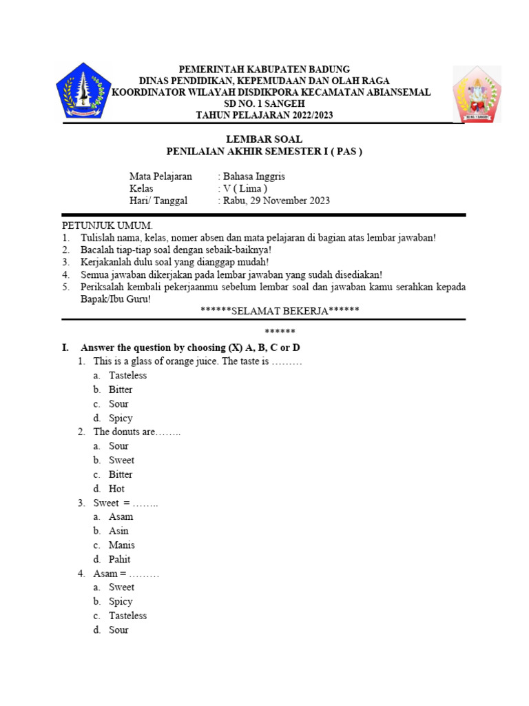 Soal Sumatif Kelas 5 Download Free Pdf Food And Drink Softlines