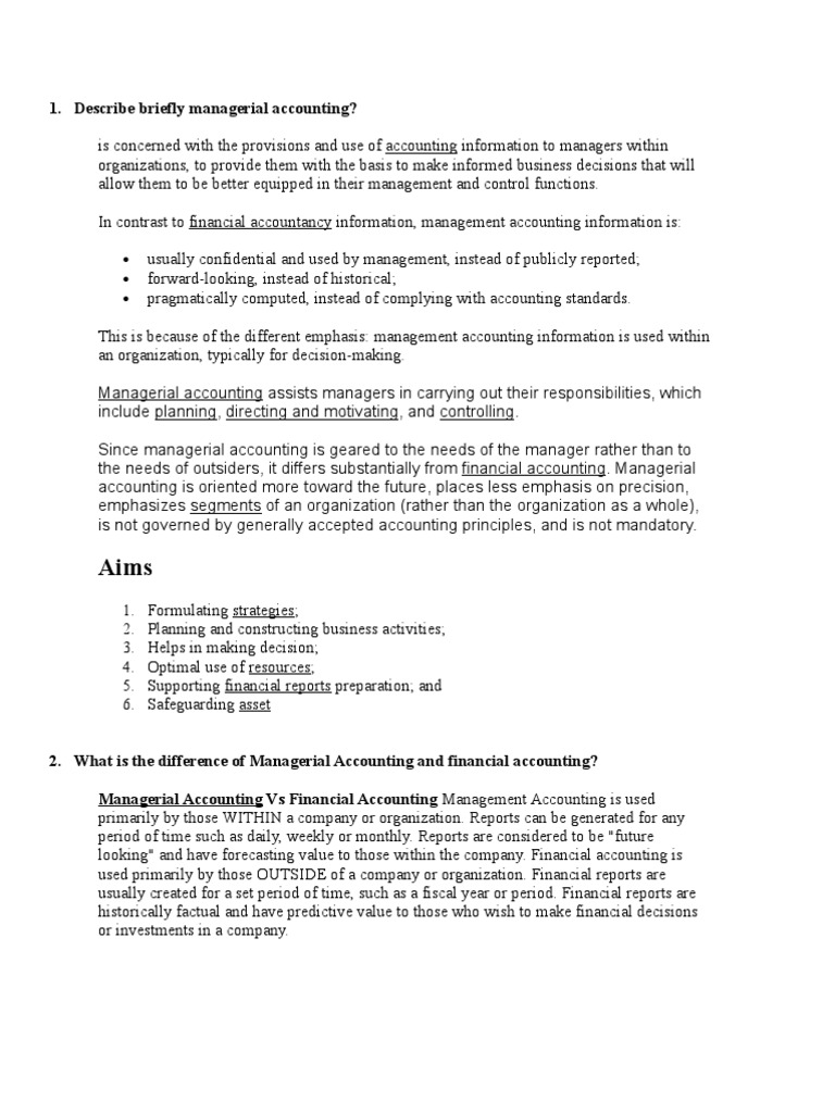 Managerial vs Financial Accounting Explained | PDF | Management ...