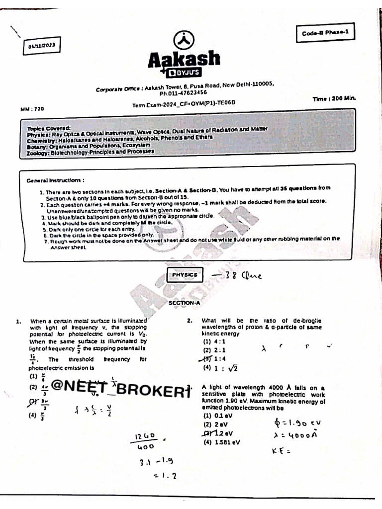 Te 06 Code B Oym @neet - Broker1 | PDF