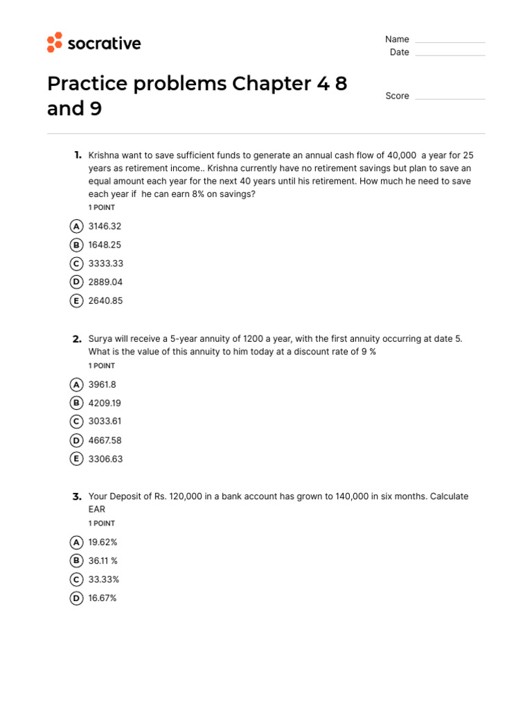 Finance Practice Problems | PDF | Bonds (Finance) | Yield (Finance)