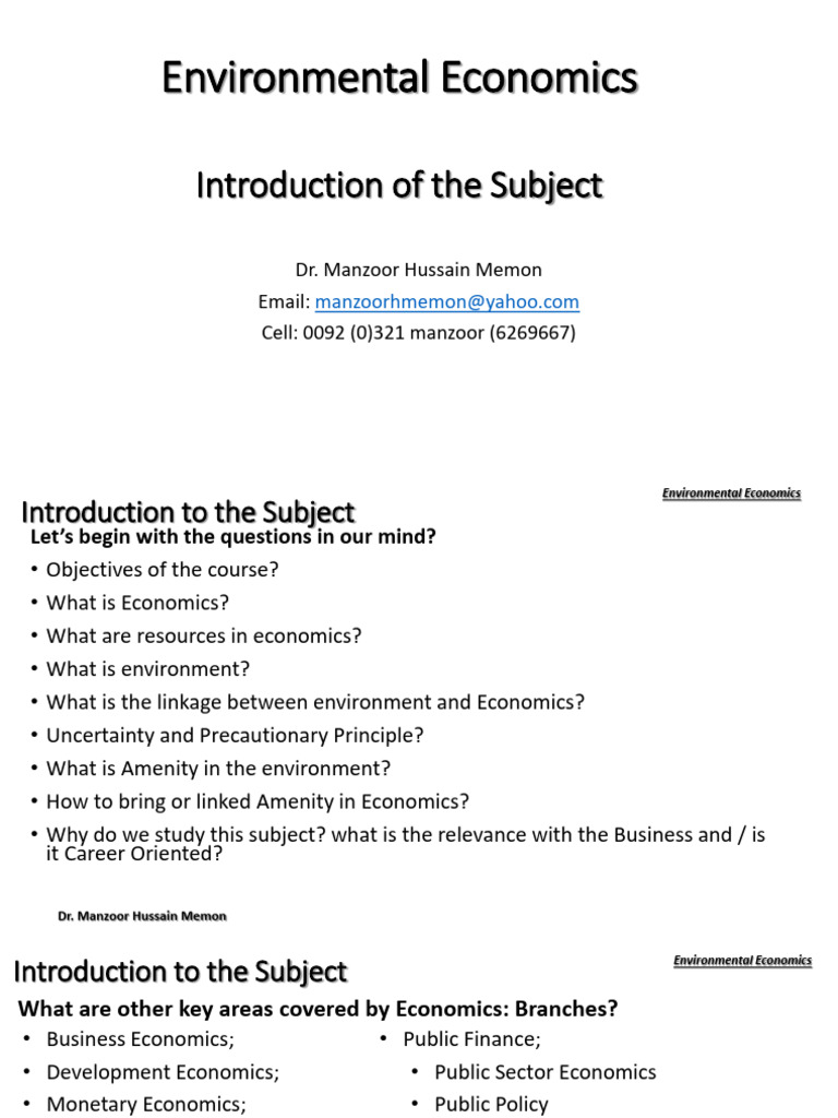 Lec1-EnvEco-Introduction & Basics of The Subject | PDF | Atmosphere ...