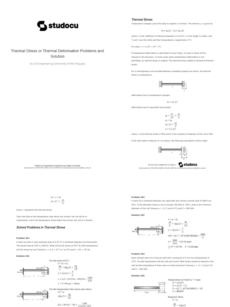 Thermal Stress Solutions in Engineering | PDF | Deformation ...
