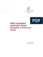 WIPO Expedited Arbitration Rules, Schedule of Fees and Costs