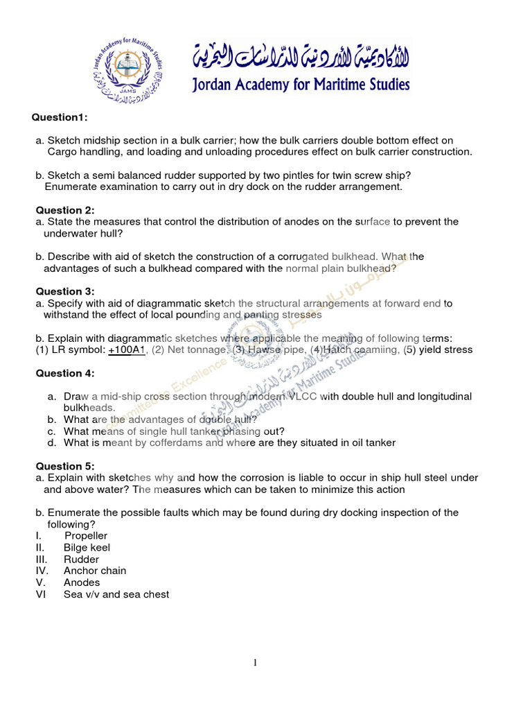 Ship Construction 2nd Eng - Question 2020 | PDF | Ships | Hull (Watercraft)