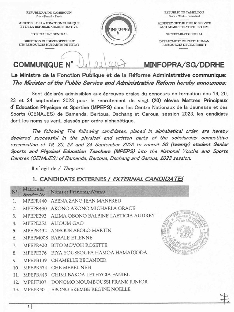 MPEPS Oral Exam Candidates Announced | PDF