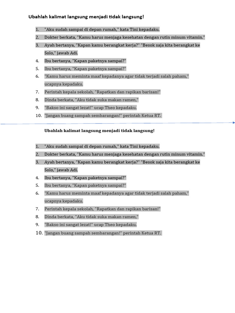 Kalimat Langsung Dan Tidak Langsung Pdf