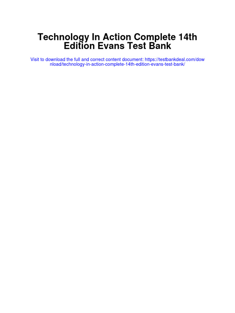 Technology in Action Complete 14th Edition Evans Test Bank | PDF